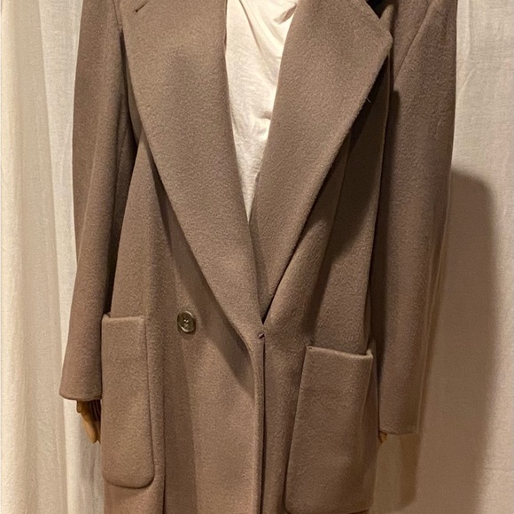 Vintage Jones New York Beige Heavy Wool Coat M - Picture 5 of 8
